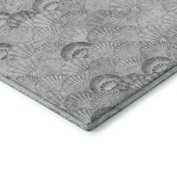 8' X 10' Gray And Ivory Geometric Washable Area Rug With UV Protection