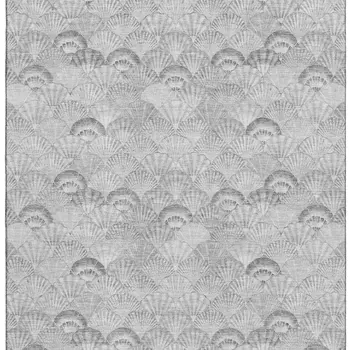 8' X 10' Gray And Ivory Geometric Washable Area Rug With UV Protection