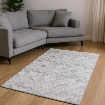10' X 14' Gray And Ivory Geometric Washable Area Rug With UV Protection