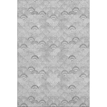 10' X 14' Gray And Ivory Geometric Washable Area Rug With UV Protection