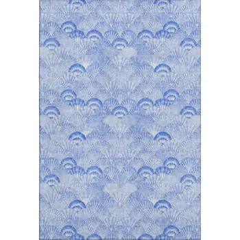 3' X 5' Blue And Ivory Geometric Washable Area Rug With UV Protection