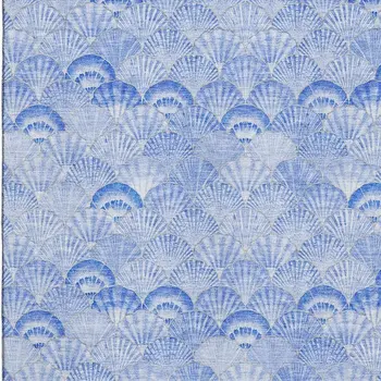 3' X 5' Blue And Ivory Geometric Washable Area Rug With UV Protection