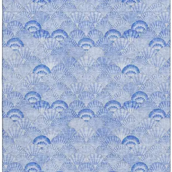 3' X 5' Blue And Ivory Geometric Washable Area Rug With UV Protection