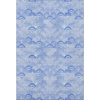 8' X 10' Blue And Ivory Geometric Washable Area Rug With UV Protection