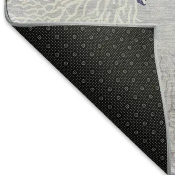 9' X 12' Purple Ivory And Gray Geometric Washable Area Rug With UV Protection