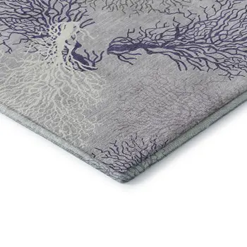 10' X 14' Purple Ivory And Gray Geometric Washable Area Rug With UV Protection