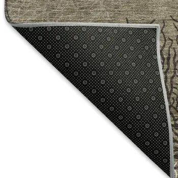 3' X 5' Latte Ivory And Gray Geometric Washable Area Rug With UV Protection