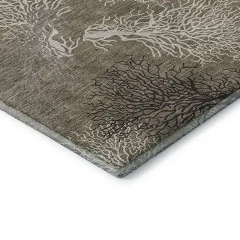 5' X 8' Latte Ivory And Gray Geometric Washable Area Rug With UV Protection