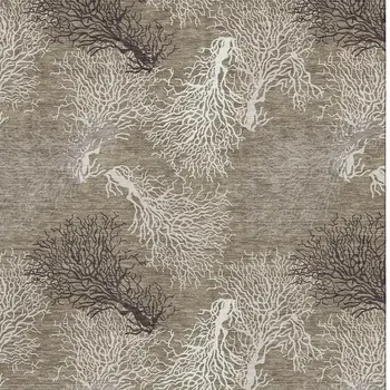 9' X 12' Latte Ivory And Gray Geometric Washable Area Rug With UV Protection