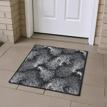 3' X 5' Midnight And White Geometric Washable Area Rug With UV Protection