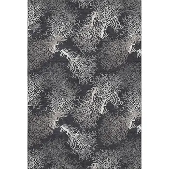 5' X 8' Midnight And White Geometric Washable Area Rug With UV Protection