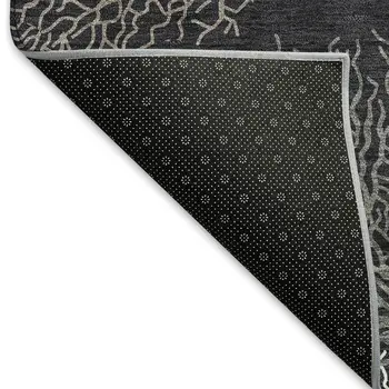 8' X 10' Midnight And White Geometric Washable Area Rug With UV Protection