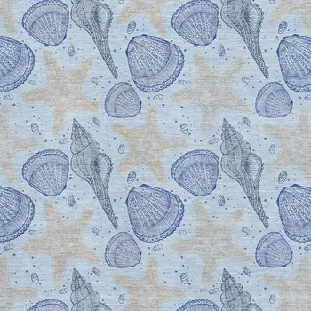 3' X 5' Blue And Beige Geometric Washable Area Rug With UV Protection