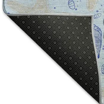 5' X 8' Blue And Beige Geometric Washable Area Rug With UV Protection