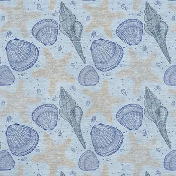 8' X 10' Blue And Beige Geometric Washable Area Rug With UV Protection