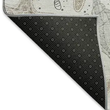 8' X 10' Light Gray And Charcoal Geometric Washable Area Rug With UV Protection