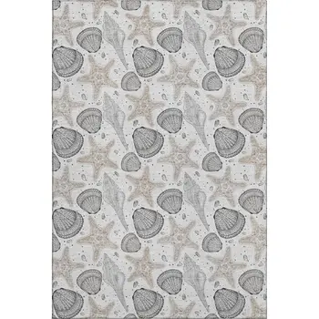10' X 14' Light Gray And Charcoal Geometric Washable Area Rug With UV Protection