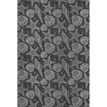 5' X 8' Midnight And Taupe Geometric Washable Area Rug With UV Protection