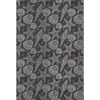 9' X 12' Midnight And Taupe Geometric Washable Area Rug With UV Protection