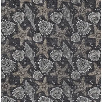 10' X 14' Midnight And Taupe Geometric Washable Area Rug With UV Protection