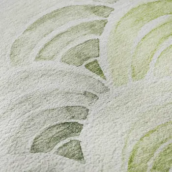 9' X 12' Green Ivory And Gray Geometric Washable Area Rug With UV Protection