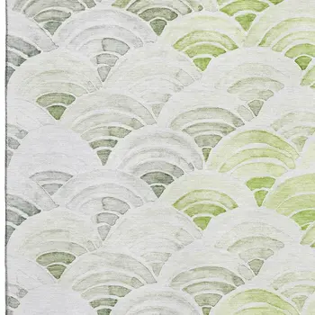 10' X 14' Green Ivory And Gray Geometric Washable Area Rug With UV Protection