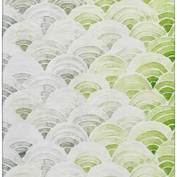 10' X 14' Green Ivory And Gray Geometric Washable Area Rug With UV Protection