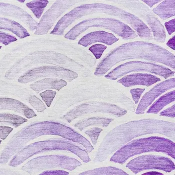 10' X 14' Purple Ivory And Gray Geometric Washable Area Rug With UV Protection