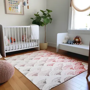 9' X 12' Red Ivory And Gray Geometric Washable Area Rug With UV Protection