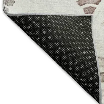 9' X 12' Red Ivory And Gray Geometric Washable Area Rug With UV Protection