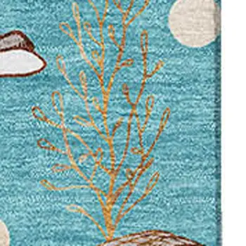 5' X 8' Aqua Ivory And Beige Geometric Washable Area Rug With UV Protection
