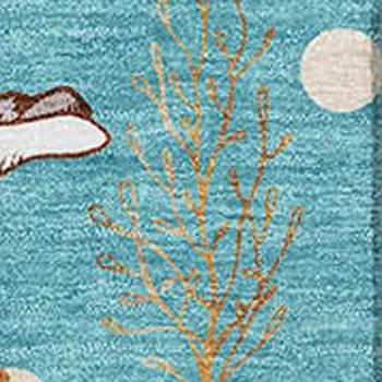 9' X 12' Aqua Ivory And Beige Geometric Washable Area Rug With UV Protection