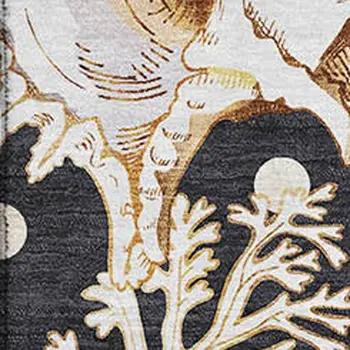 8' X 10' Midnight Ivory And Beige Geometric Washable Area Rug With UV Protection