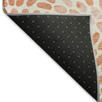 3' X 5' Peach And Ivory Geometric Washable Area Rug With UV Protection