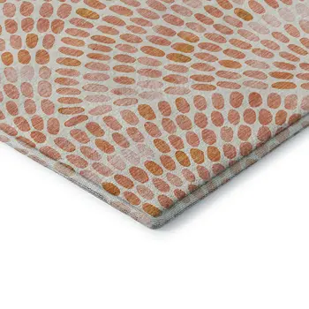 3' X 5' Peach And Ivory Geometric Washable Area Rug With UV Protection
