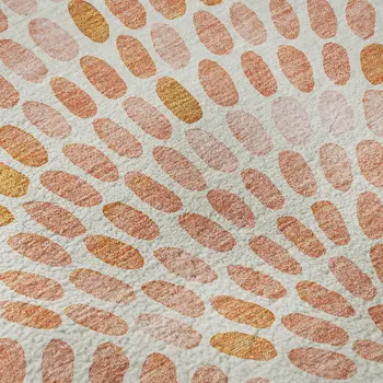 5' X 8' Peach And Ivory Geometric Washable Area Rug With UV Protection