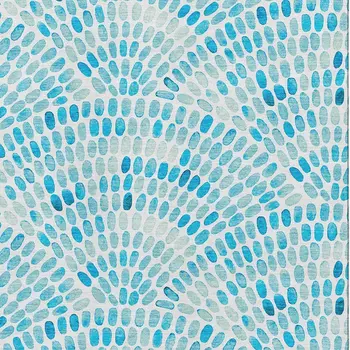 3' X 5' Aqua And Ivory Geometric Washable Area Rug With UV Protection
