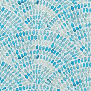 5' X 8' Aqua And Ivory Geometric Washable Area Rug With UV Protection