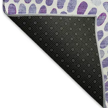 8' X 10' Purple And Ivory Geometric Washable Area Rug With UV Protection
