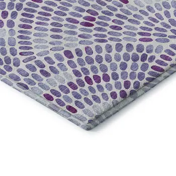 8' X 10' Purple And Ivory Geometric Washable Area Rug With UV Protection