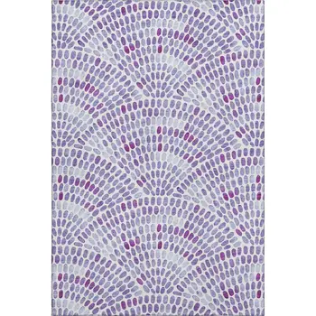 10' X 14' Purple And Ivory Geometric Washable Area Rug With UV Protection