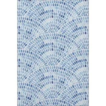 8' X 10' Blue And Ivory Geometric Washable Area Rug With UV Protection