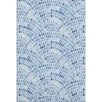 10' X 14' Blue And Ivory Geometric Washable Area Rug With UV Protection