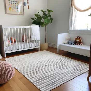 5' X 8' Gray And Charcoal Geometric Washable Area Rug With UV Protection