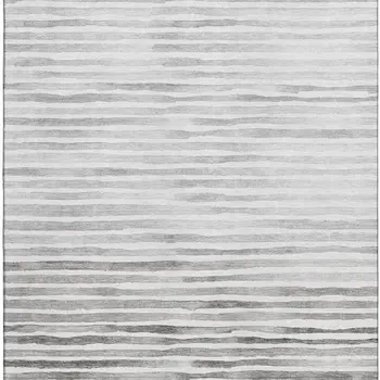 5' X 8' Gray And Charcoal Geometric Washable Area Rug With UV Protection