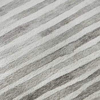 8' Gray And Charcoal Geometric Washable Round Rug With UV Protection