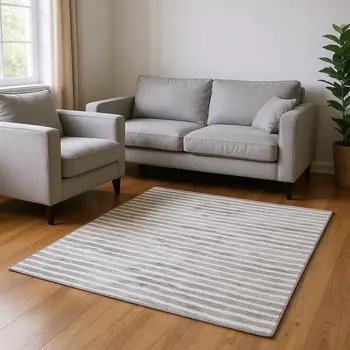 9' X 12' Gray And Charcoal Geometric Washable Area Rug With UV Protection