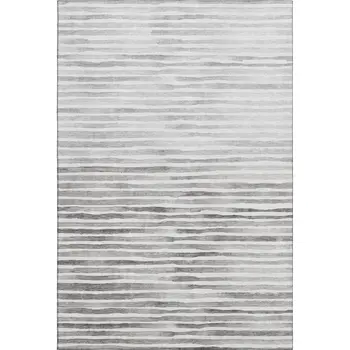 9' X 12' Gray And Charcoal Geometric Washable Area Rug With UV Protection