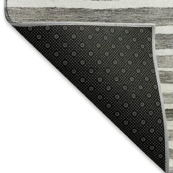 9' X 12' Gray And Charcoal Geometric Washable Area Rug With UV Protection