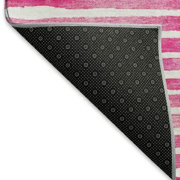 3' X 5' Pink Purple And Ivory Geometric Washable Area Rug With UV Protection